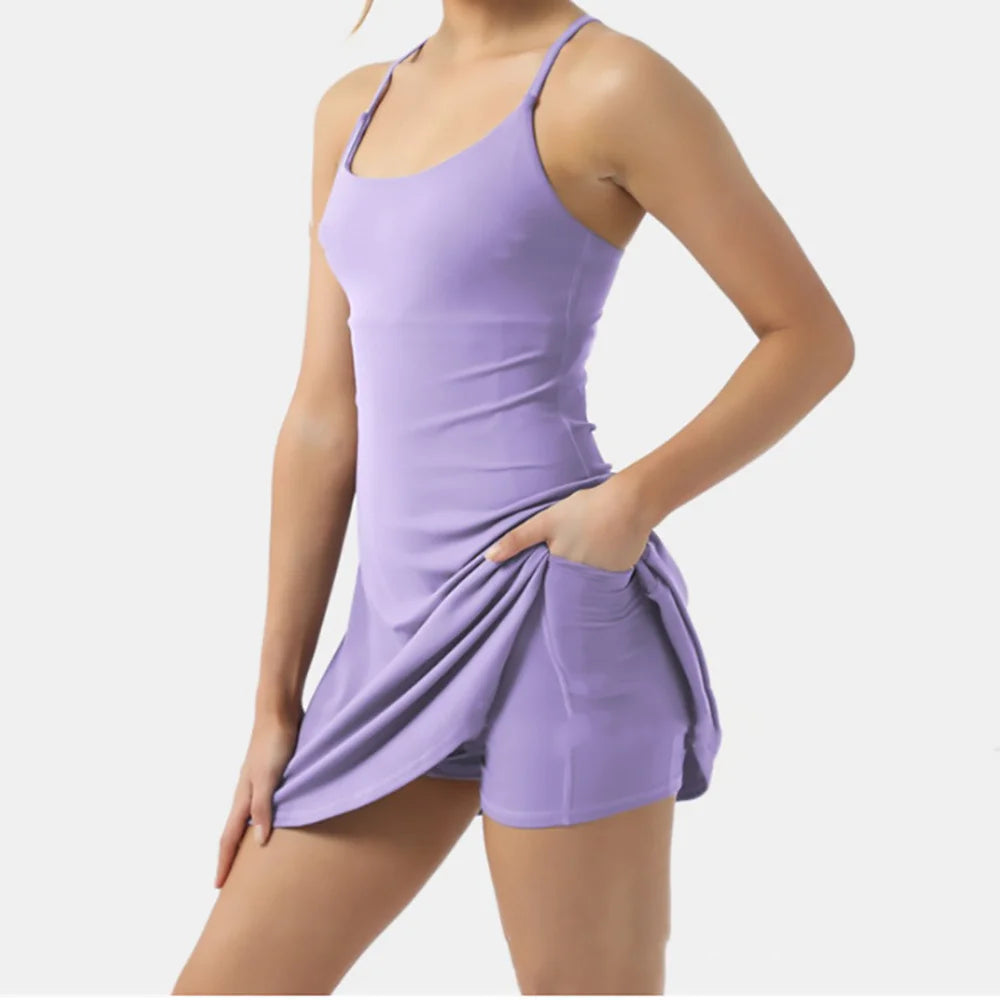 Slim-Fit Yoga Vest and Shorts Set