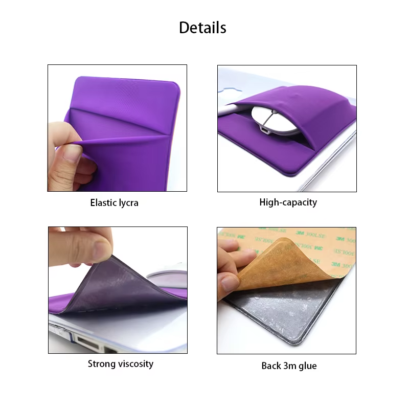 Lycra Mouse Hard Drive Storage Pouch with Pen Pouch Stick on Laptop Slim Mouse Sleeve Holder